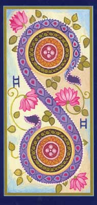 Two of Pentacles in the deck Tarot du Roy Nissanka