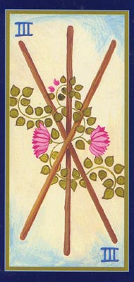 Three of Wands in the deck Tarot du Roy Nissanka