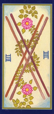 Four of Wands in the deck Tarot du Roy Nissanka