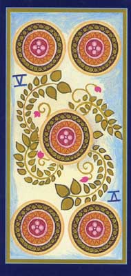 Five of Pentacles in the deck Tarot du Roy Nissanka