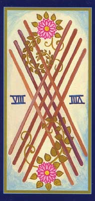 Eight of Wands in the deck Tarot du Roy Nissanka