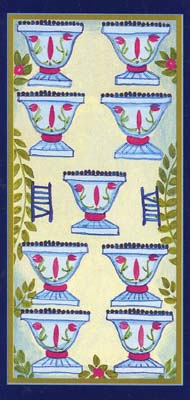 Nine of Cups in the deck Tarot du Roy Nissanka