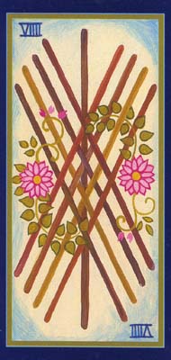 Nine of Wands in the deck Tarot du Roy Nissanka