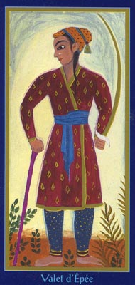 Page of Swords in the deck Tarot du Roy Nissanka