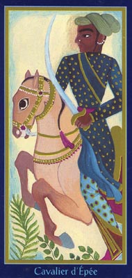 Knight of Swords in the deck Tarot du Roy Nissanka