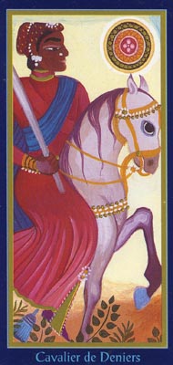 Knight of Pentacles in the deck Tarot du Roy Nissanka