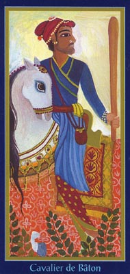 Knight of Wands in the deck Tarot du Roy Nissanka