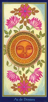 Ace of Pentacles in the deck Tarot du Roy Nissanka