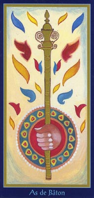 Ace of Wands in the deck Tarot du Roy Nissanka