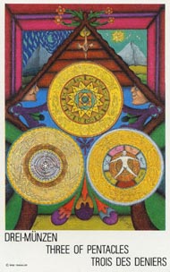 Three of Pentacles in the deck New Age Tarot