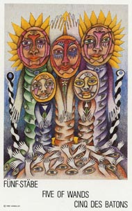 Five of Wands in the deck New Age Tarot