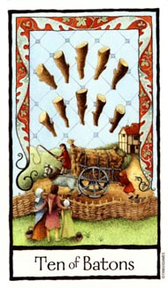 Ten of Wands in the deck Old English Tarot