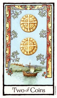 Two of Pentacles in the deck Old English Tarot