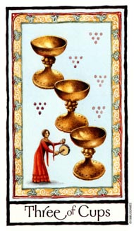 Three of Cups in the deck Old English Tarot