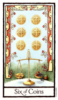 Six of Pentacles in the deck Old English Tarot