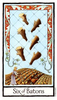 Six of Wands in the deck Old English Tarot