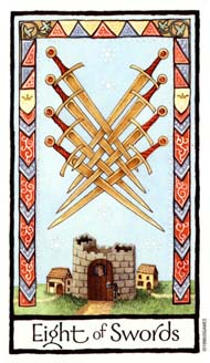 Eight of Swords in the deck Old English Tarot