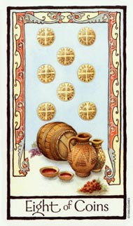 Eight of Pentacles in the deck Old English Tarot