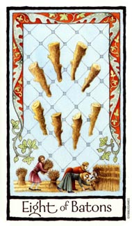 Eight of Wands in the deck Old English Tarot