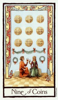 Nine of Pentacles in the deck Old English Tarot