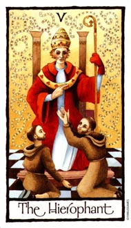 The Hierophant in the deck Old English Tarot