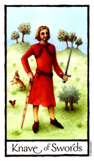 Page of Swords in the deck Old English Tarot