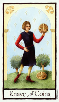 Page of Pentacles in the deck Old English Tarot