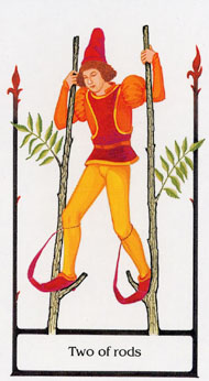 Two of Wands in the deck Tarot of the Old Path