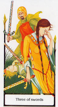 Three of Swords in the deck Tarot of the Old Path