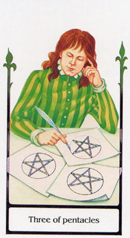 Three of Pentacles in the deck Tarot of the Old Path