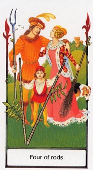 Four of Wands in the deck Tarot of the Old Path