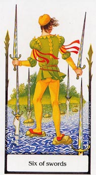 Six of Swords in the deck Tarot of the Old Path