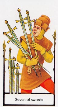 Seven of Swords in the deck Tarot of the Old Path