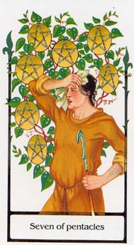 Seven of Pentacles in the deck Tarot of the Old Path