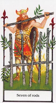 Seven of Wands in the deck Tarot of the Old Path