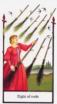 Eight of Wands in the deck Tarot of the Old Path