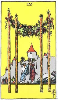 Four of Wands in the deck Rider-Waite Tarot