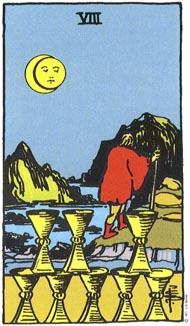 Eight of Cups in the deck Rider-Waite Tarot