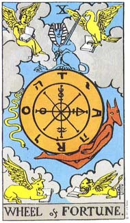 Wheel of Fortune in the deck Rider-Waite Tarot