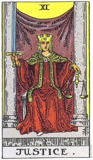 Justice  in the deck Rider-Waite Tarot