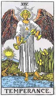 Temperance in the deck Rider-Waite Tarot