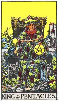 King of Pentacles in the deck Rider-Waite Tarot