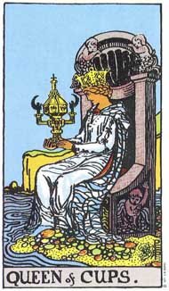 Queen of Cups in the deck Rider-Waite Tarot