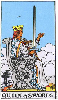 Queen of Swords in the deck Rider-Waite Tarot