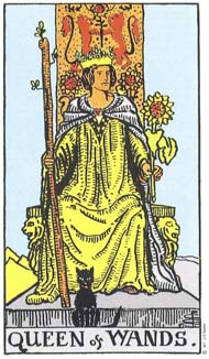 Queen of Wands in the deck Rider-Waite Tarot