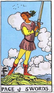 Page of Swords in the deck Rider-Waite Tarot