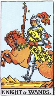 Knight of Wands in the deck Rider-Waite Tarot