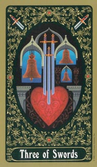 Three of Swords in the deck Russian Tarot of St. Petersburg