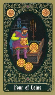 Four of Pentacles in the deck Russian Tarot of St. Petersburg