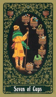 Seven of Cups in the deck Russian Tarot of St. Petersburg